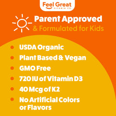 Feel Great botella junto a una mano adulta, compara tamaño y duración estimada