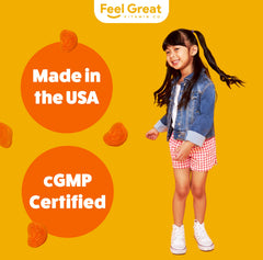 The Feel Great Vitamin Company niña masticando gomita, aceptación y facilidad