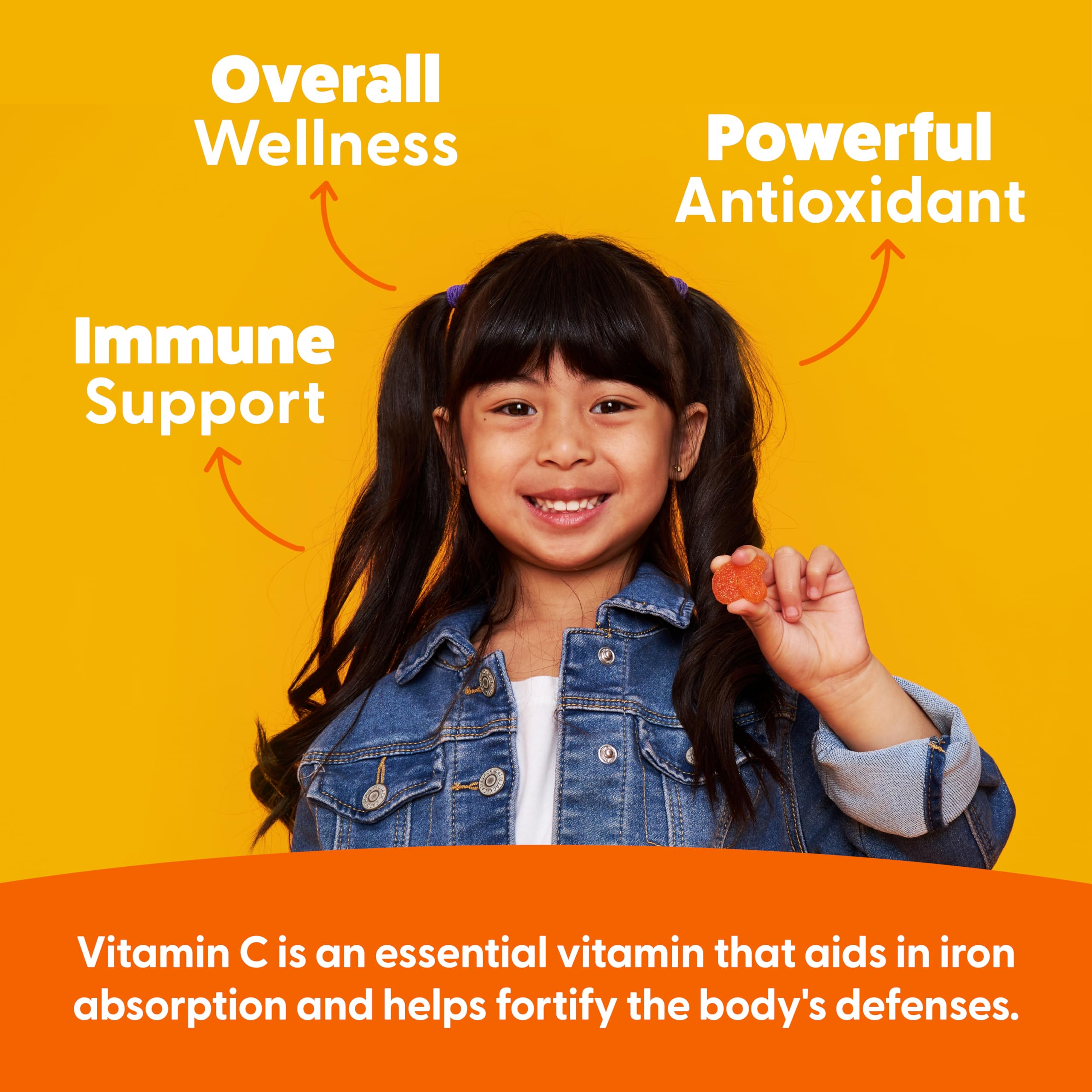 The Feel Great Vitamin Company gomitas en mano, comparación de tamaño y porción