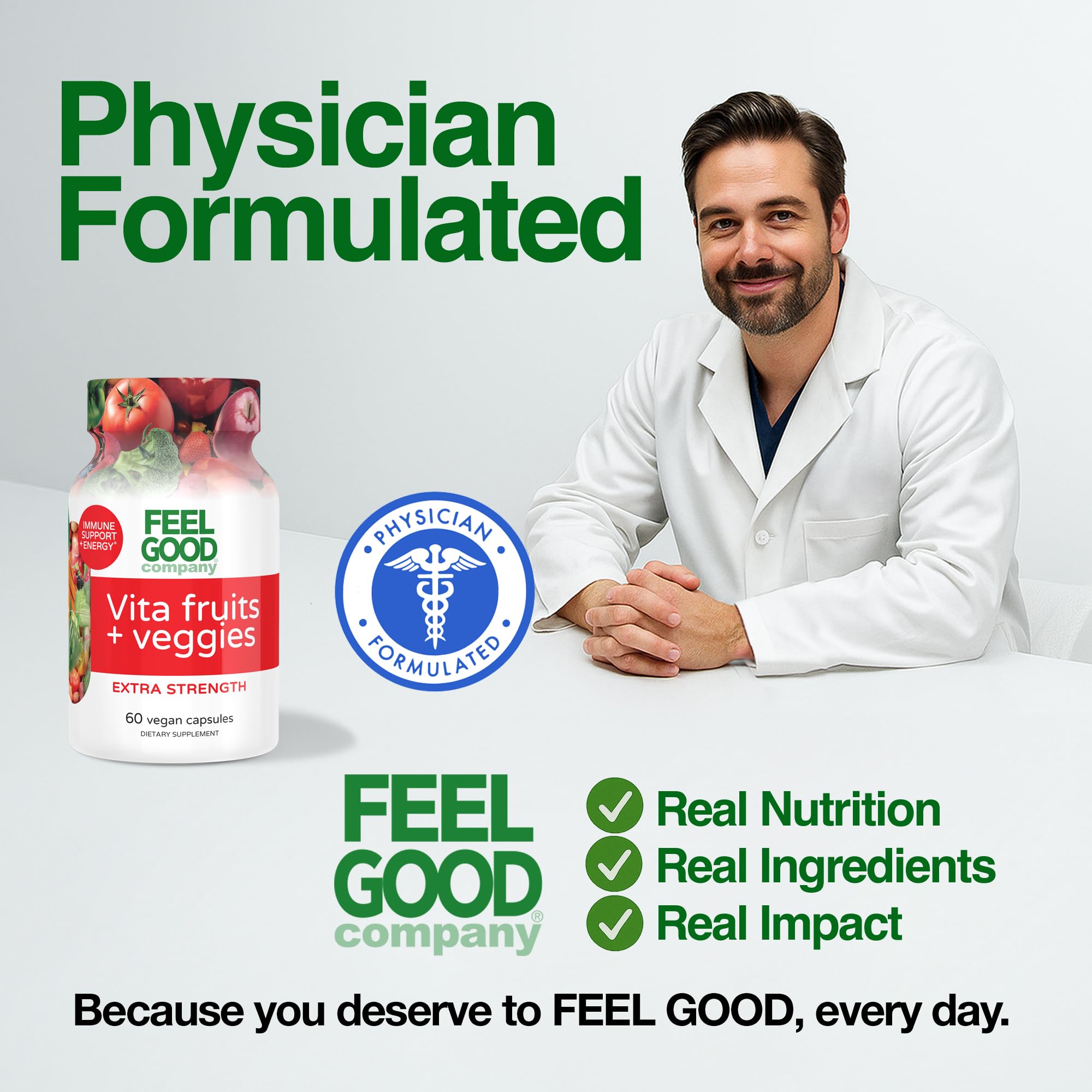 FeelGood cápsula abierta mostrando polvo concentrado como fuente de nutrientes