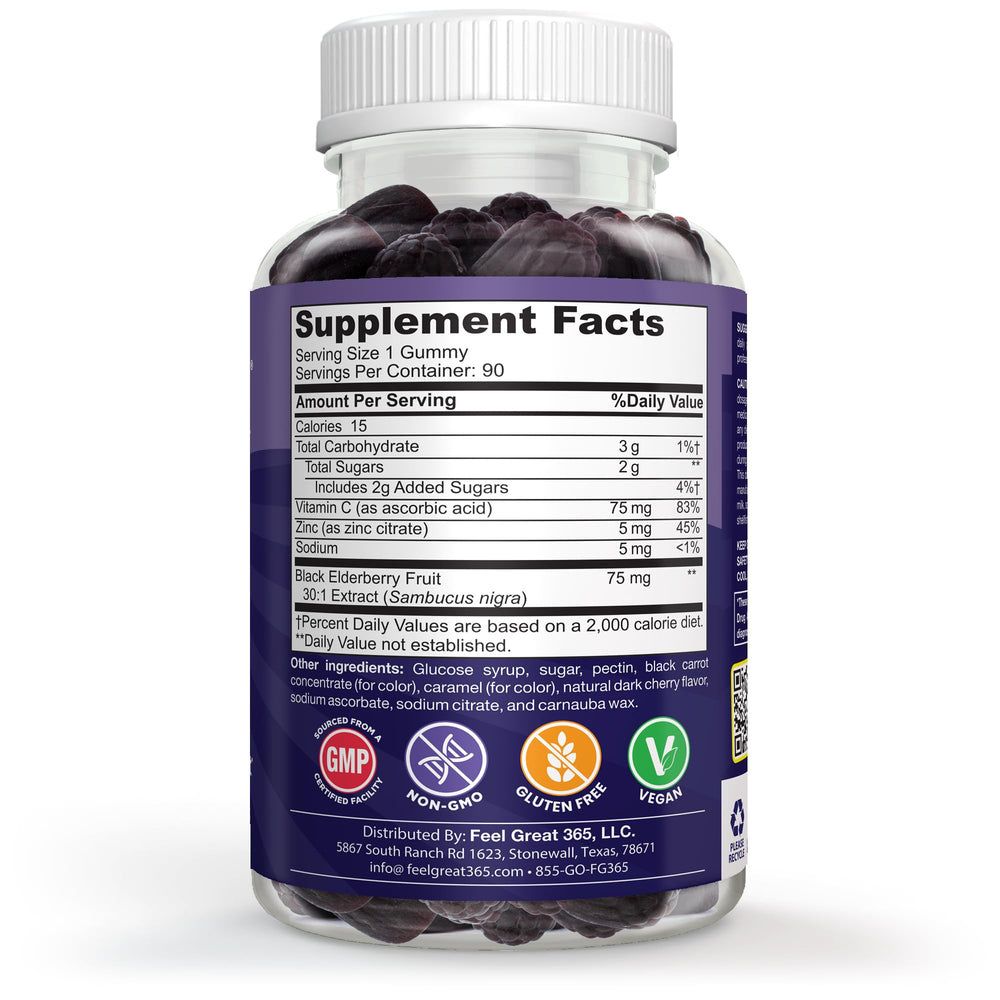 The Feel Great Vitamin Company saúco, vitamina C y zinc como ingredientes destacados