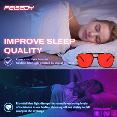 FEISEDY gafas puestas frente a un ordenador para sesiones de trabajo más cómodas