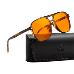 FEISEDY vista frontal de las gafas tortoise, confort visual inmediato