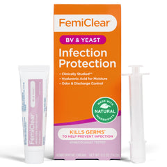 FemiClear frente del empaque mostrando tamaño compacto y beneficio preventivo