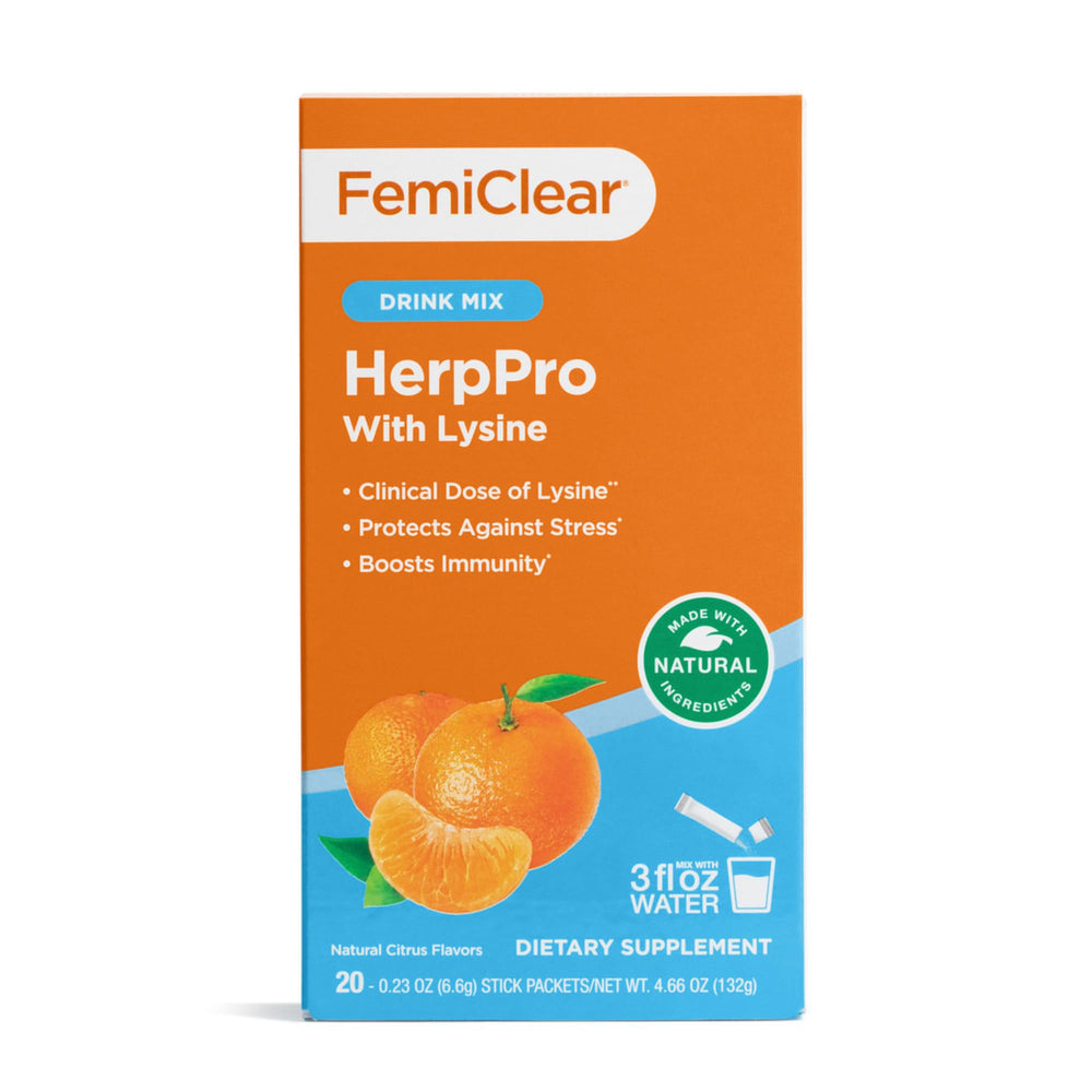 FemiClear empaque frontal mostrando sobres y beneficios