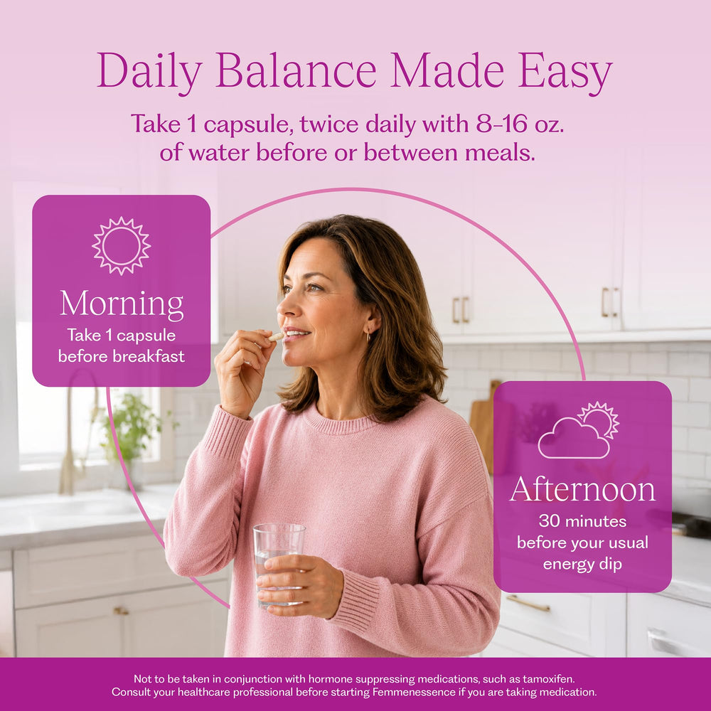 Natural Health International femmenessence MacaLife mujer activa, estilo de vida equilibrado y apoyo hormonal