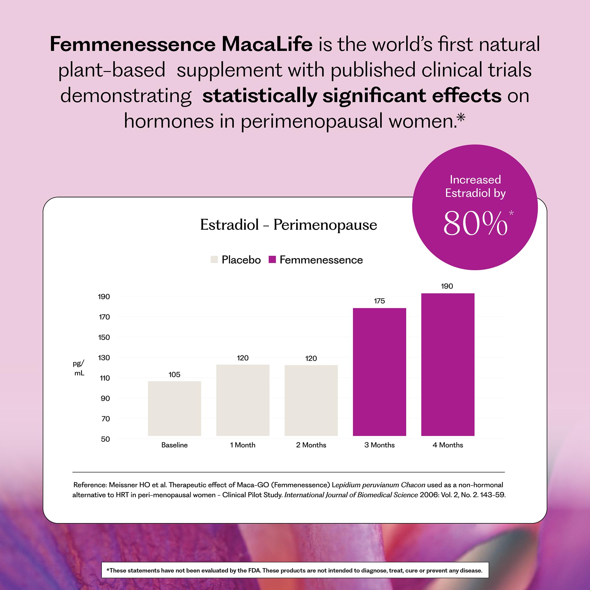 Natural Health International femmenessence MacaLife polvo cercano, detalle de textura y pureza
