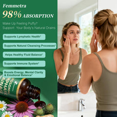 Femmetra gotas en primer plano, textura liposomal para mejor absorción