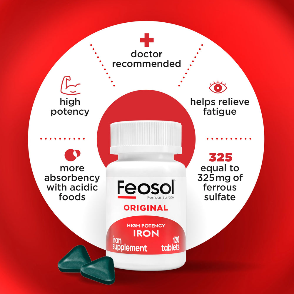 Comprimido Feosol en mano para comparar tamaño y comodidad al tragar