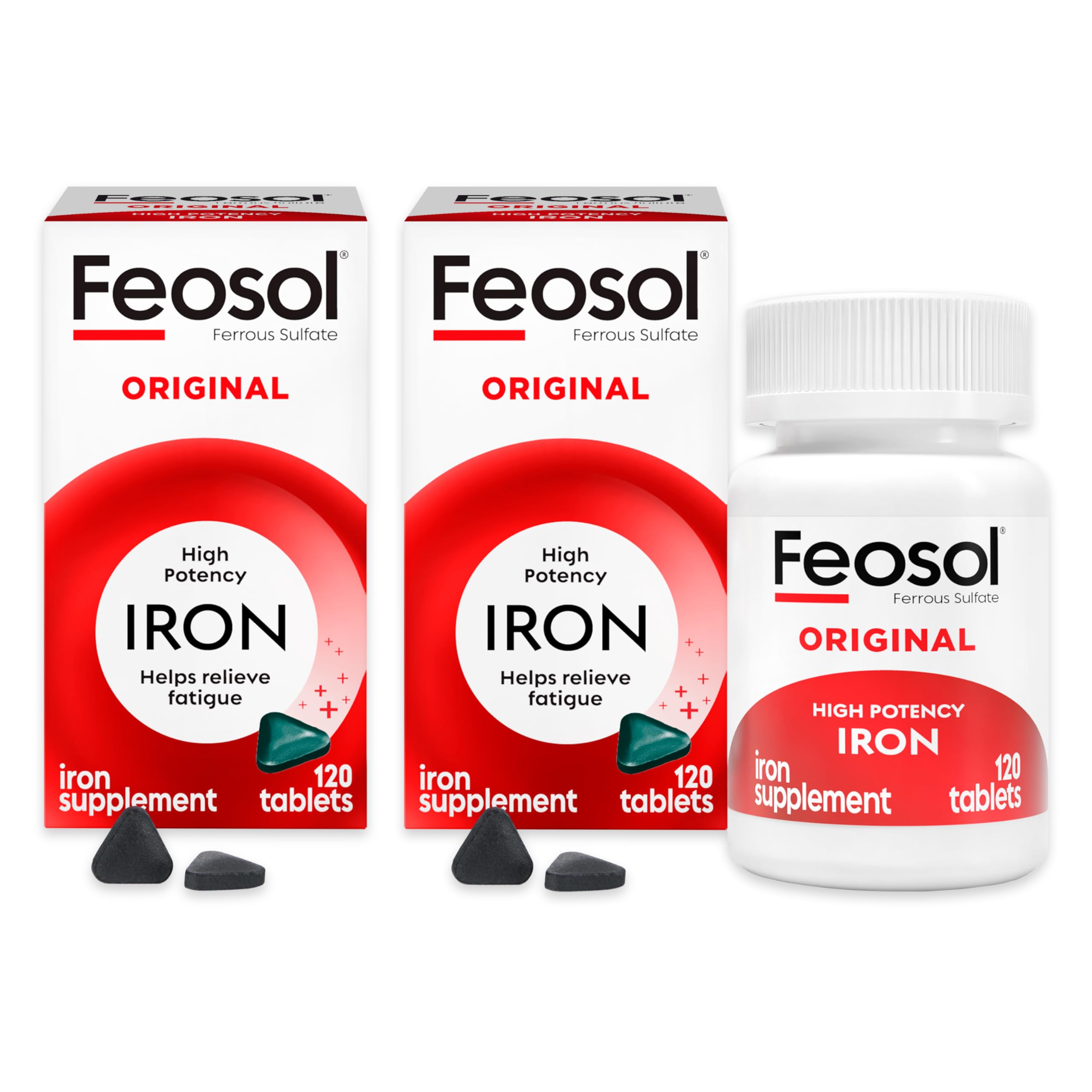 Feosol envase frontal mostrando 240 tabletas y beneficio de suministro prolongado