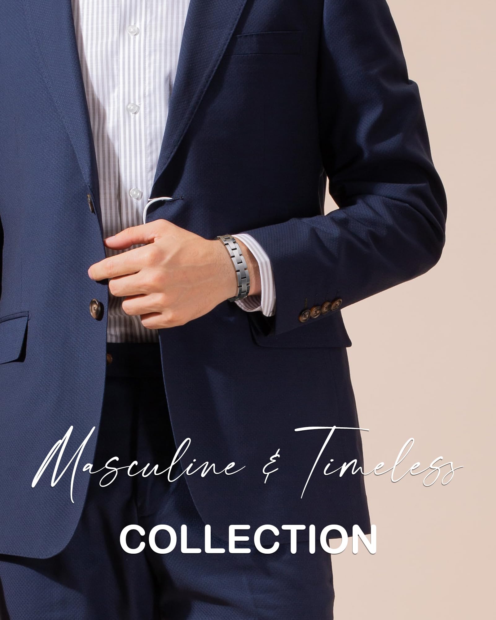 Feraco pulsera combinada con ropa de oficina mostrando uso formal y casual