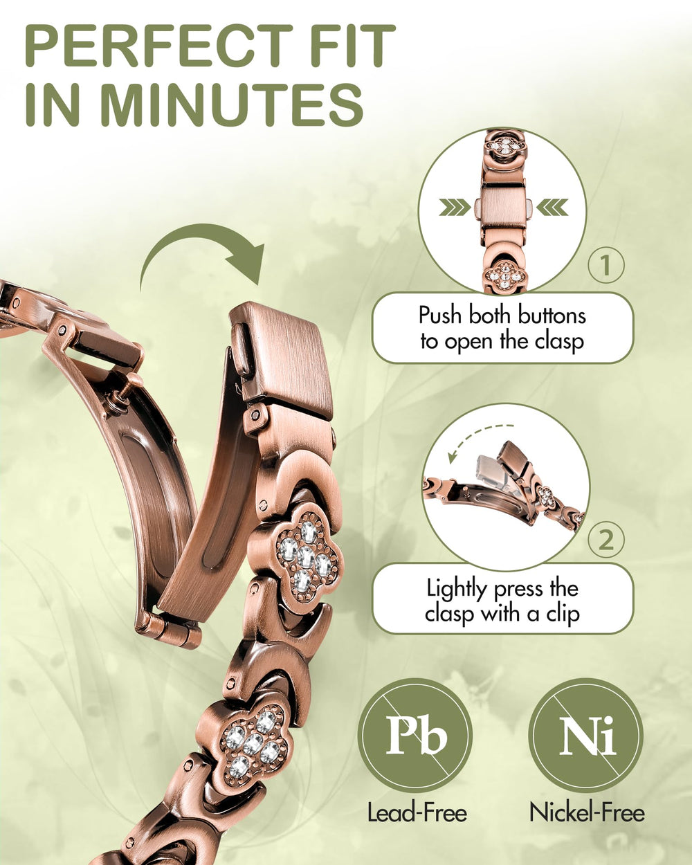 Feraco pulsera en muñeca para comparar tamaño y ajustar comodidad