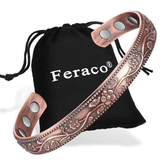 Feraco pulsera de cobre frontal mostrando diseño elegante y acabado duradero