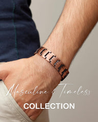Feraco pulsera detalle de los imanes dobles junto a los eslabones