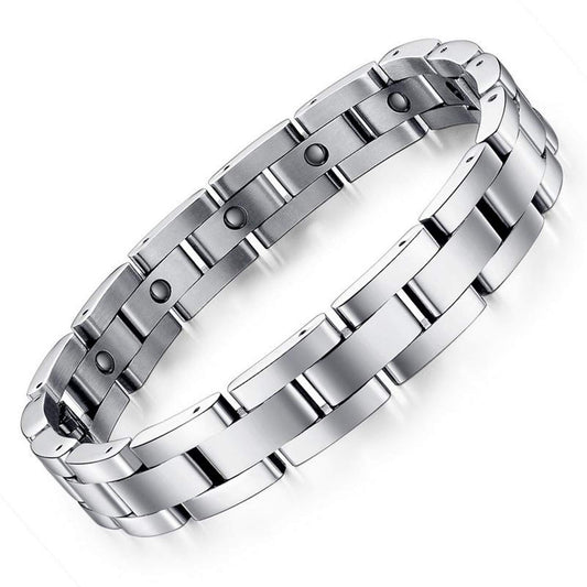 Feraco pulsera frontal en caja elegante mostrando acabado plateado y presentación premium