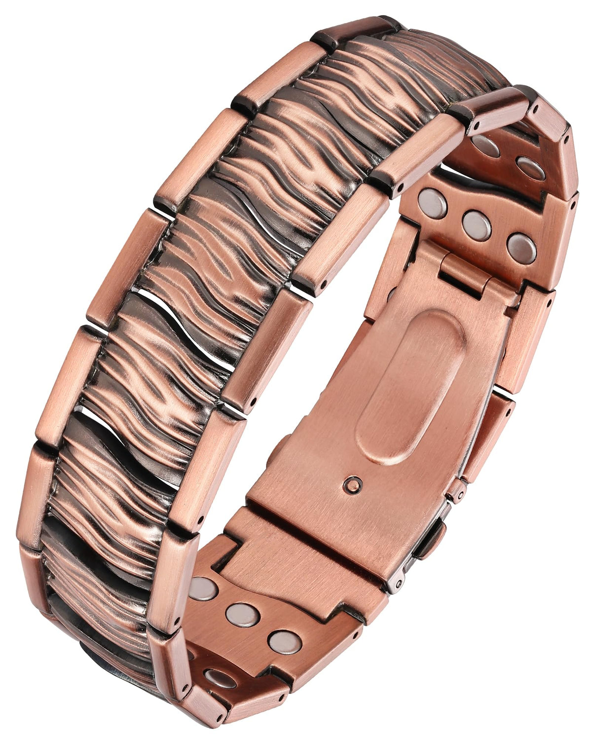 Feraco pulsera frontal mostrando diseño Wood Grain Flow y aspecto elegante