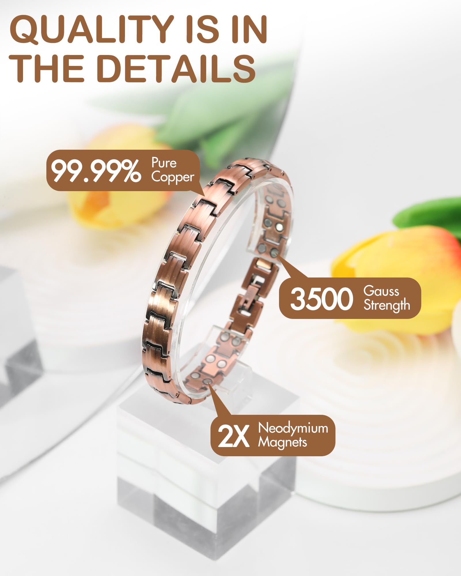 Feraco pulsera de cobre vista frontal mostrando su diseño clásico