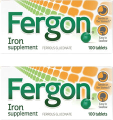 Fergon frente del empaque mostrando 100 comprimidos y ventaja de alta absorción