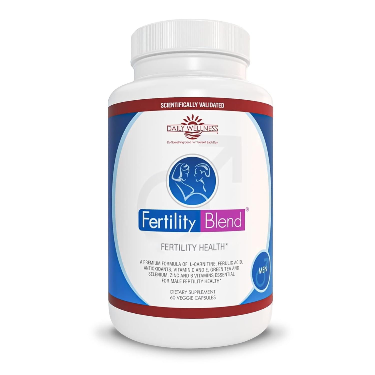 Fertility Blend botella frontal con cápsulas visible, sugiere apoyo nutricional reproductivo
