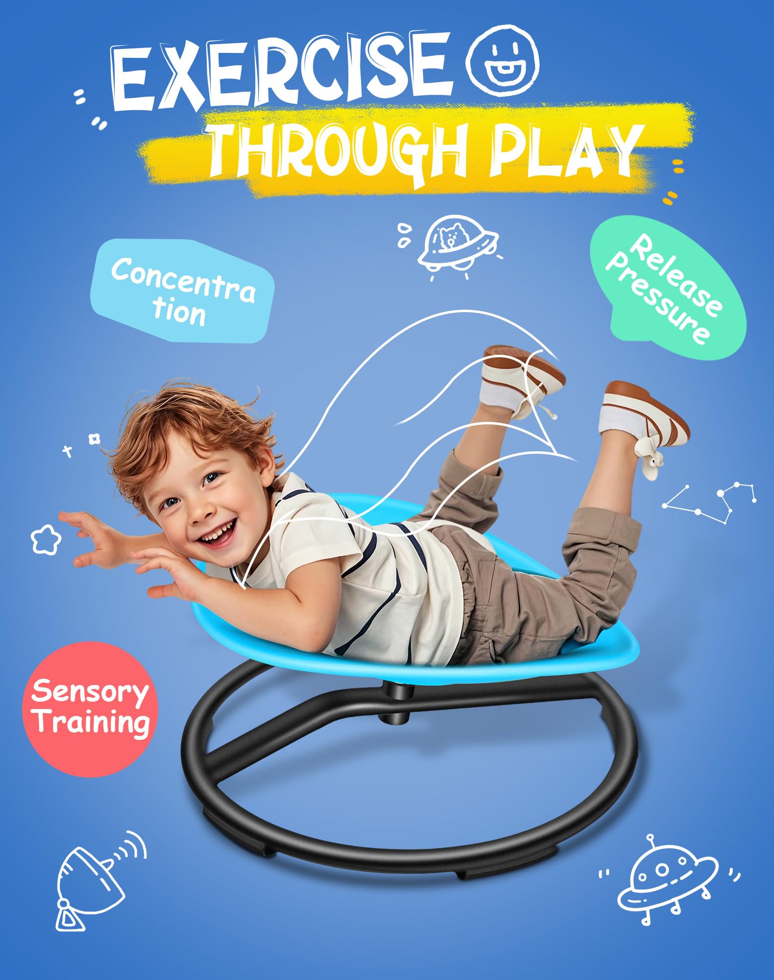 FERUERW niño arrodillado en la silla para distinta estimulación sensorial