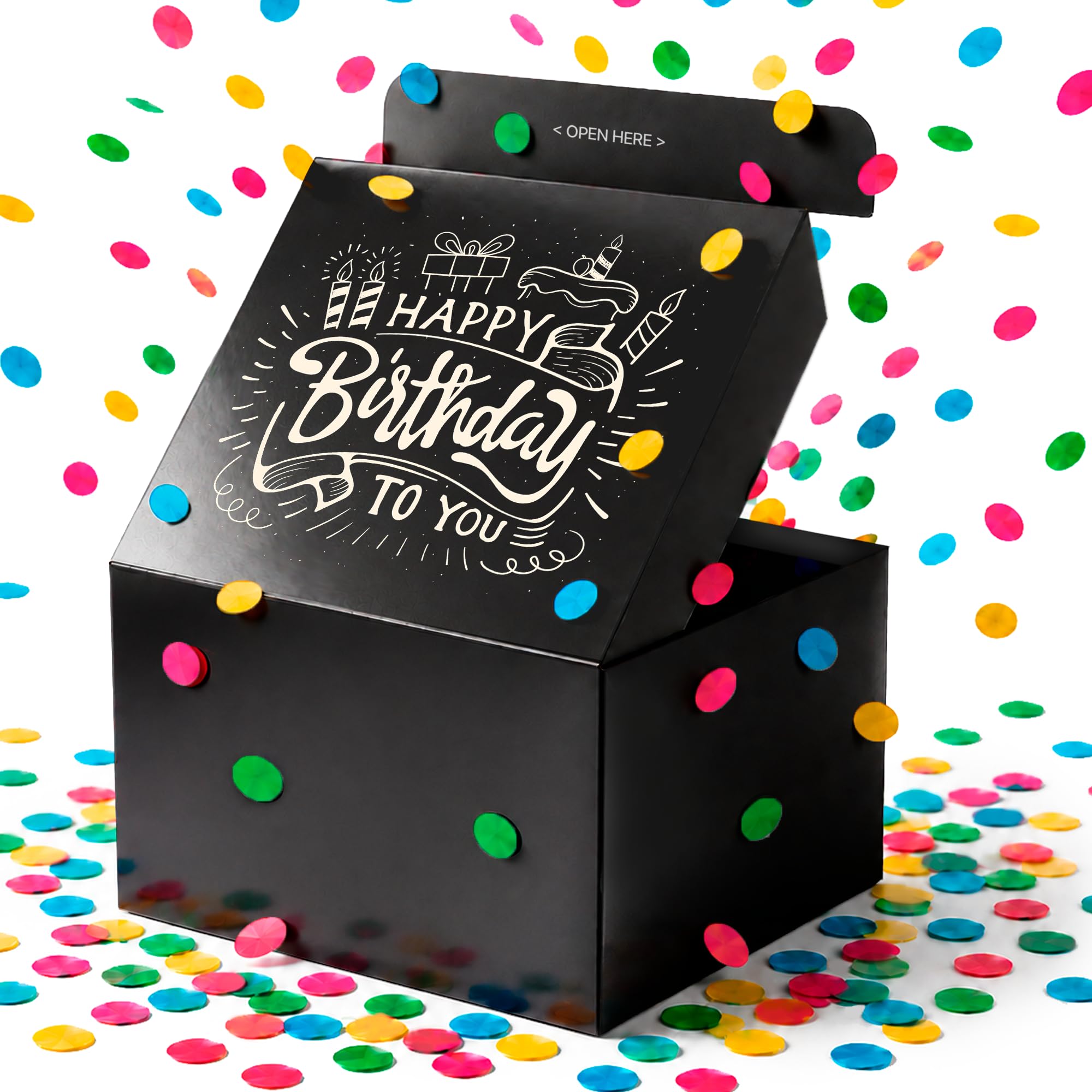 FETTIPOP caja negra empacada, presentación elegante y lista para regalo