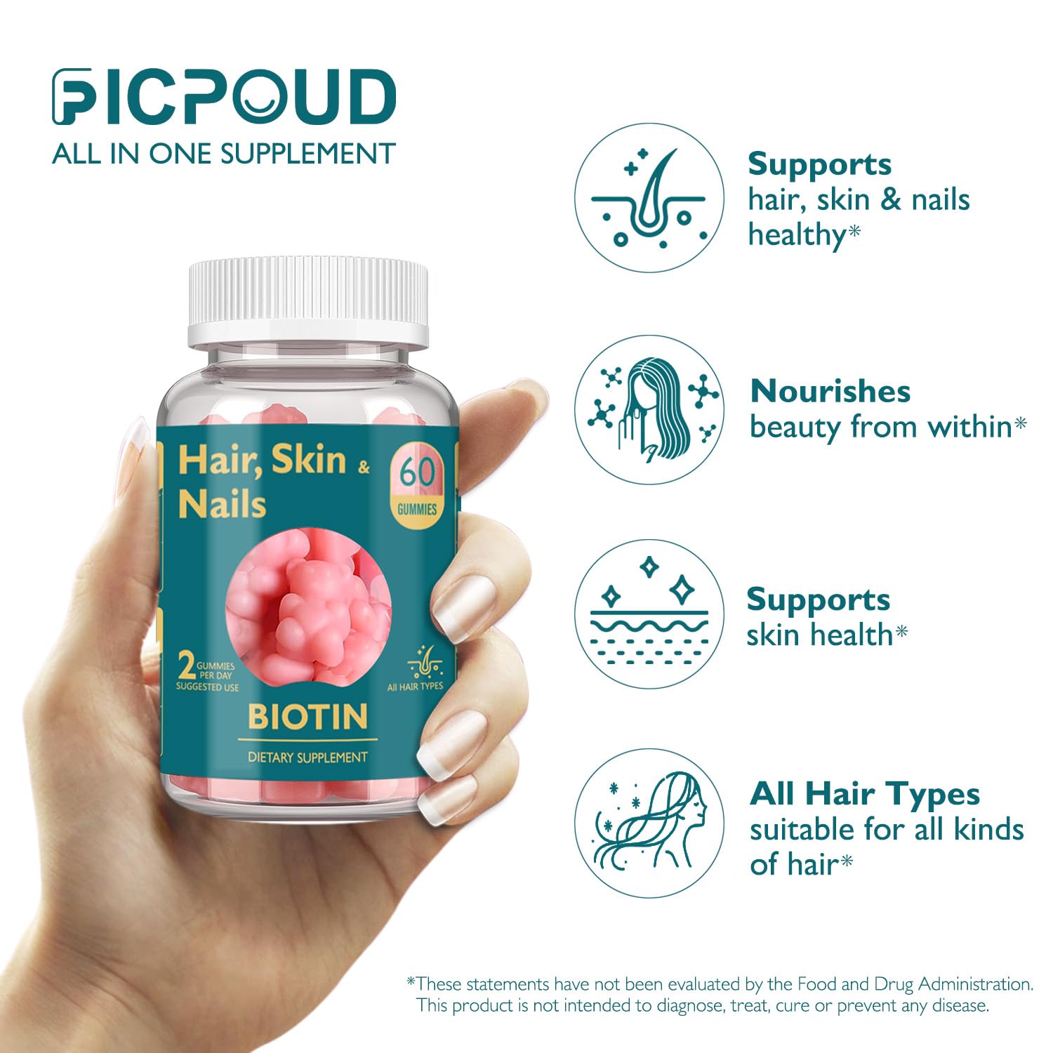 Ficpoud etiqueta de ingredientes resaltando vitaminas clave