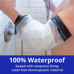 FIGHTECH funda protegiendo un brazo con yeso, cobertura segura