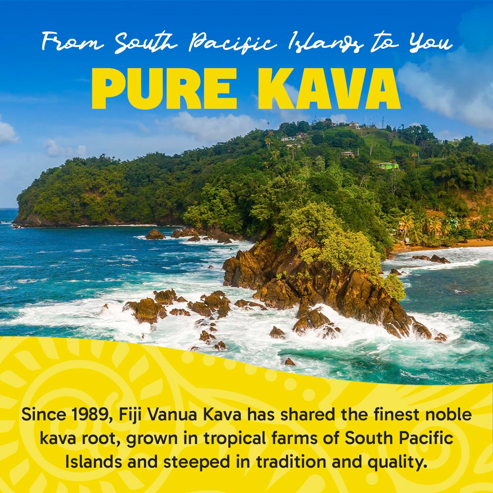 Fiji Vanua Kava en entorno isleño que sugiere origen y autenticidad
