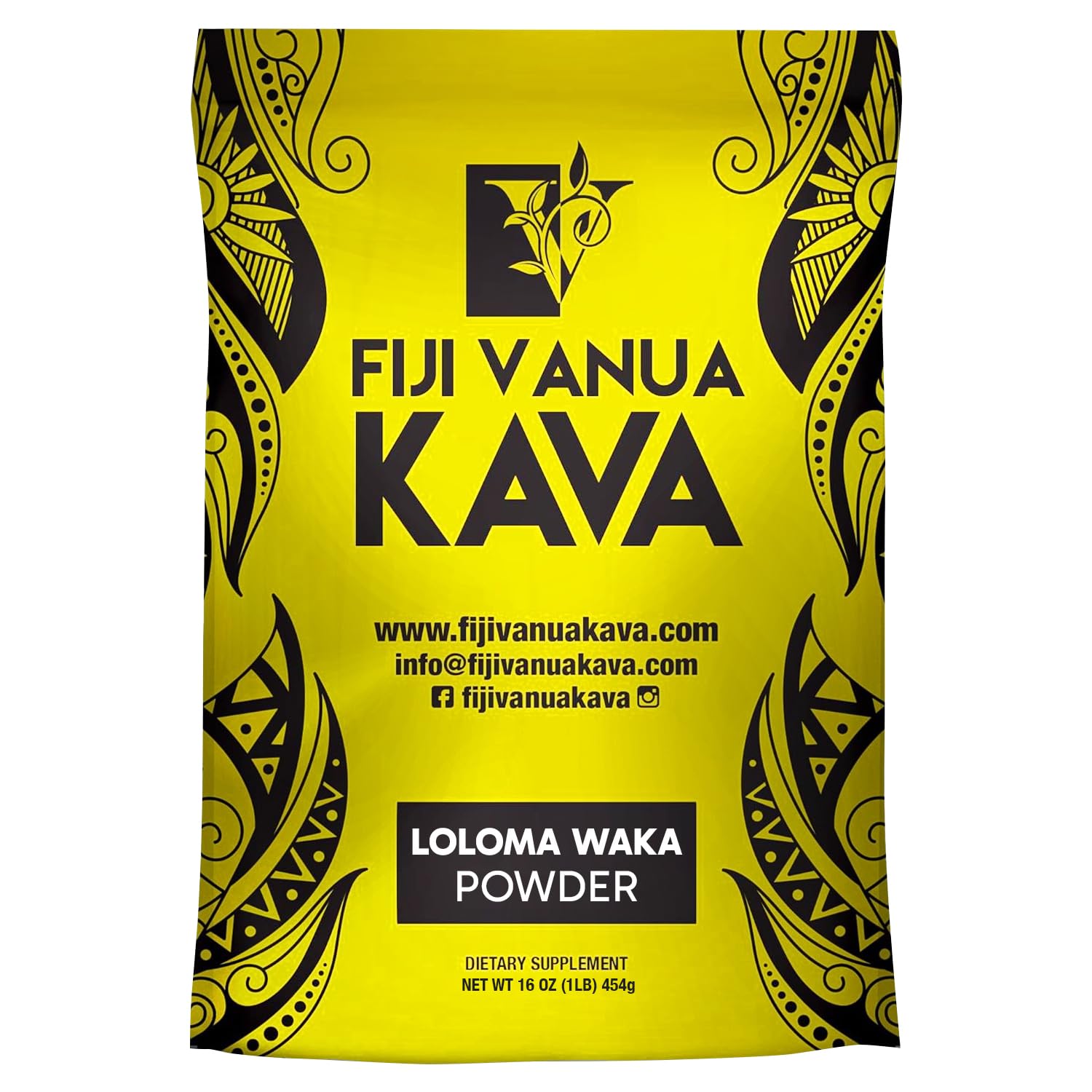 Fiji Vanua Kava frontal del empaque mostrando la presentación y origen