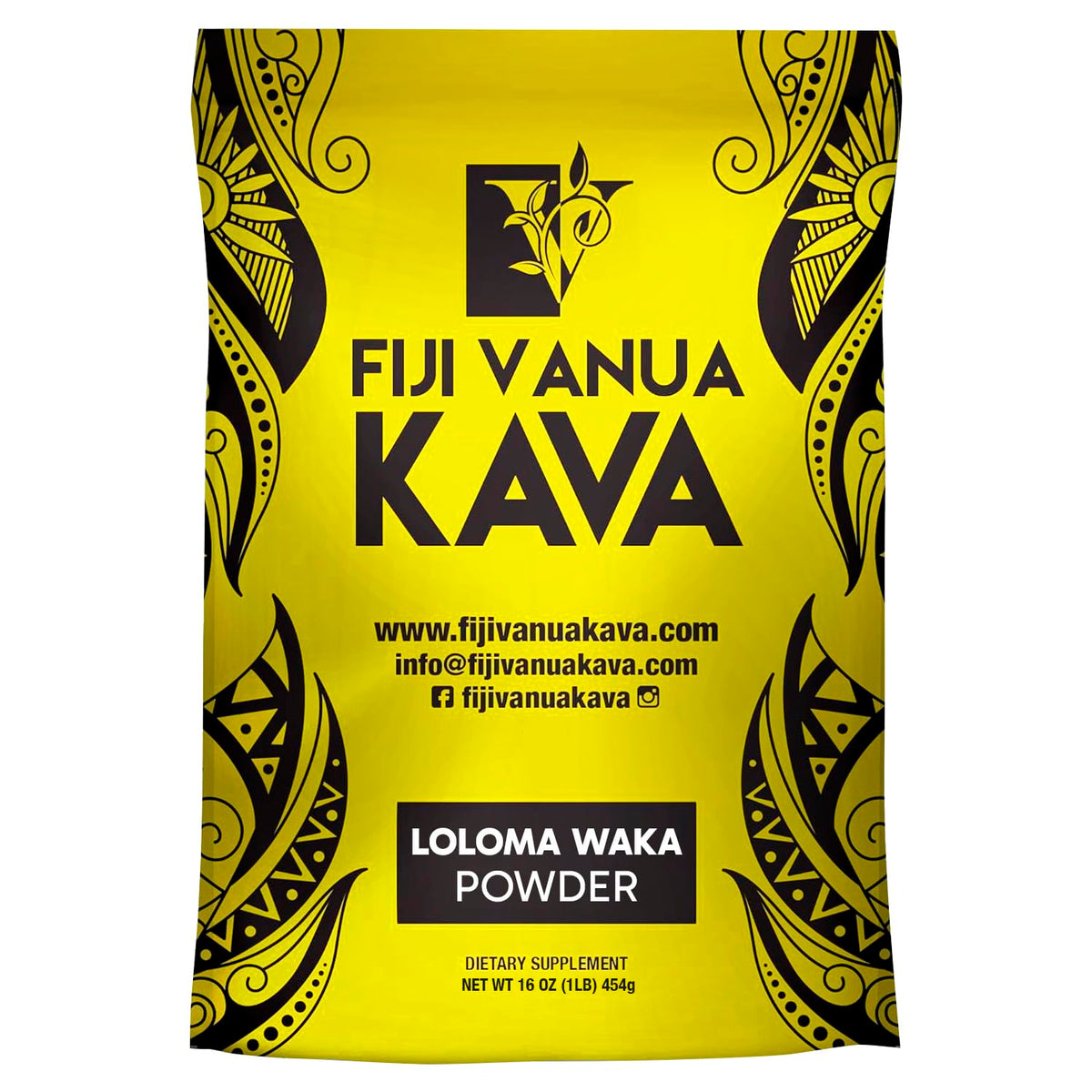 Fiji Vanua Kava frontal del empaque mostrando la presentación y origen