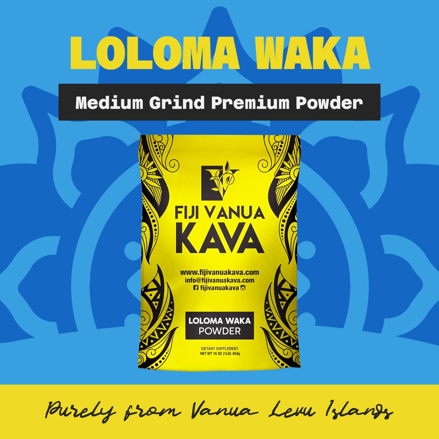 Fiji Vanua Kava textura del polvo con molienda media para fácil preparación
