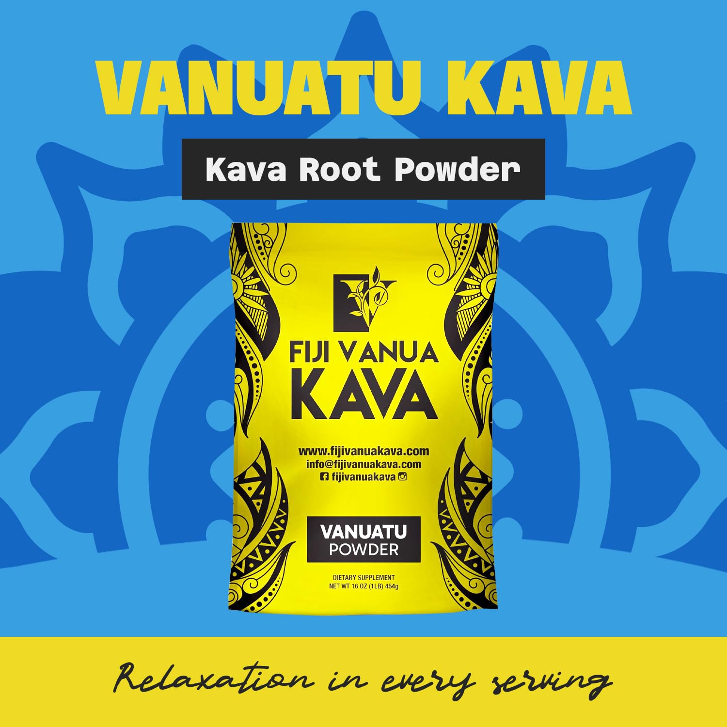Fiji Vanua Kava textura del polvo, molienda media ideal para colar