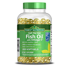 Finest Nutrition frasco frontal mostrando la etiqueta clara y beneficios omega-3