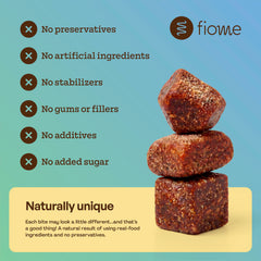 Fiome Fiber Bites en un bol junto a café, ideal para desayuno rápido