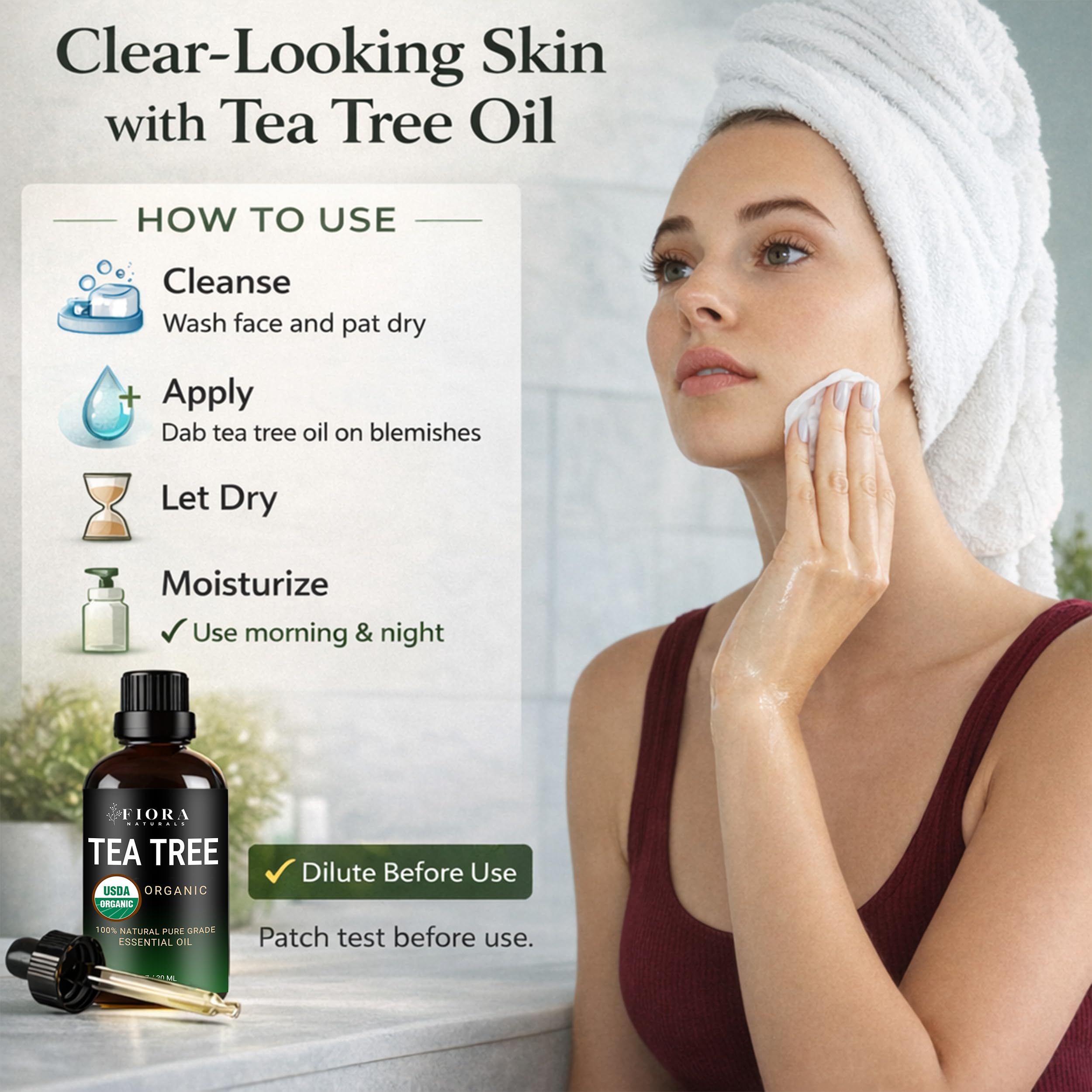 Fiora Naturals gota de aceite sobre piel mostrando pureza y textura ligera