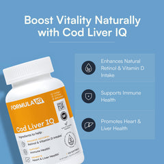 Cápsula blanda de FIQ Cod Liver IQ en primer plano resaltando fácil de tragar