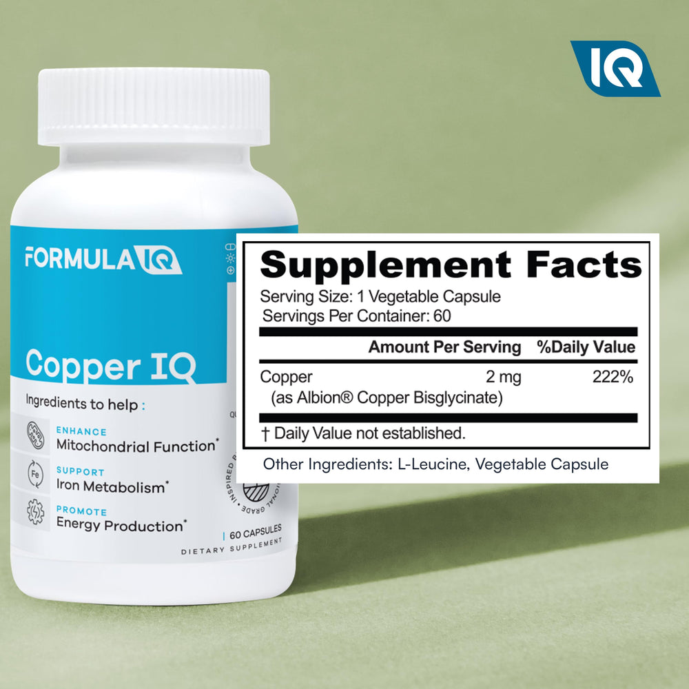 FIQ Copper IQ comparada en mano para ver tamaño, beneficio de dosis cómoda