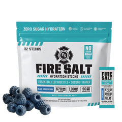 Fire Science Nutrition caja de 32 sticks Blue Raspberry mostrando diseño frontal y conteo