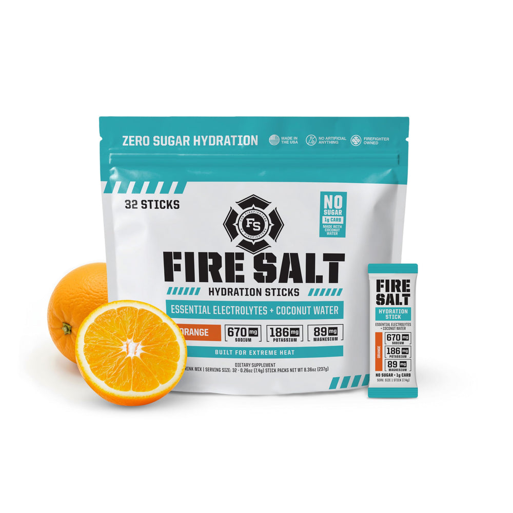 Fire Salt Orange frente del empaque mostrando caja y beneficio transporte fácil