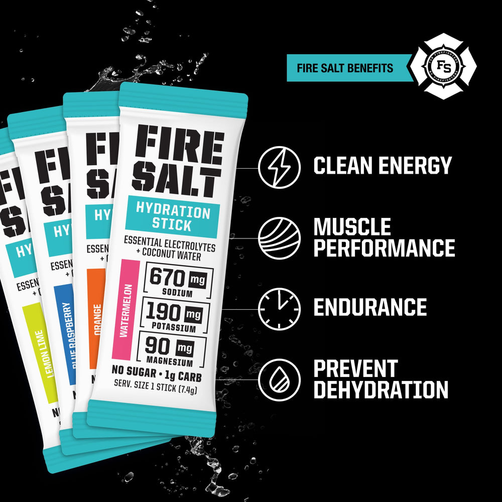 Fire Science Nutrition sobres individuales desplegados para visualizar porciones portátiles