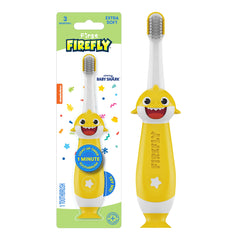 FIREFLY cepillo Baby Shark frontal mostrando diseño atractivo y seguro