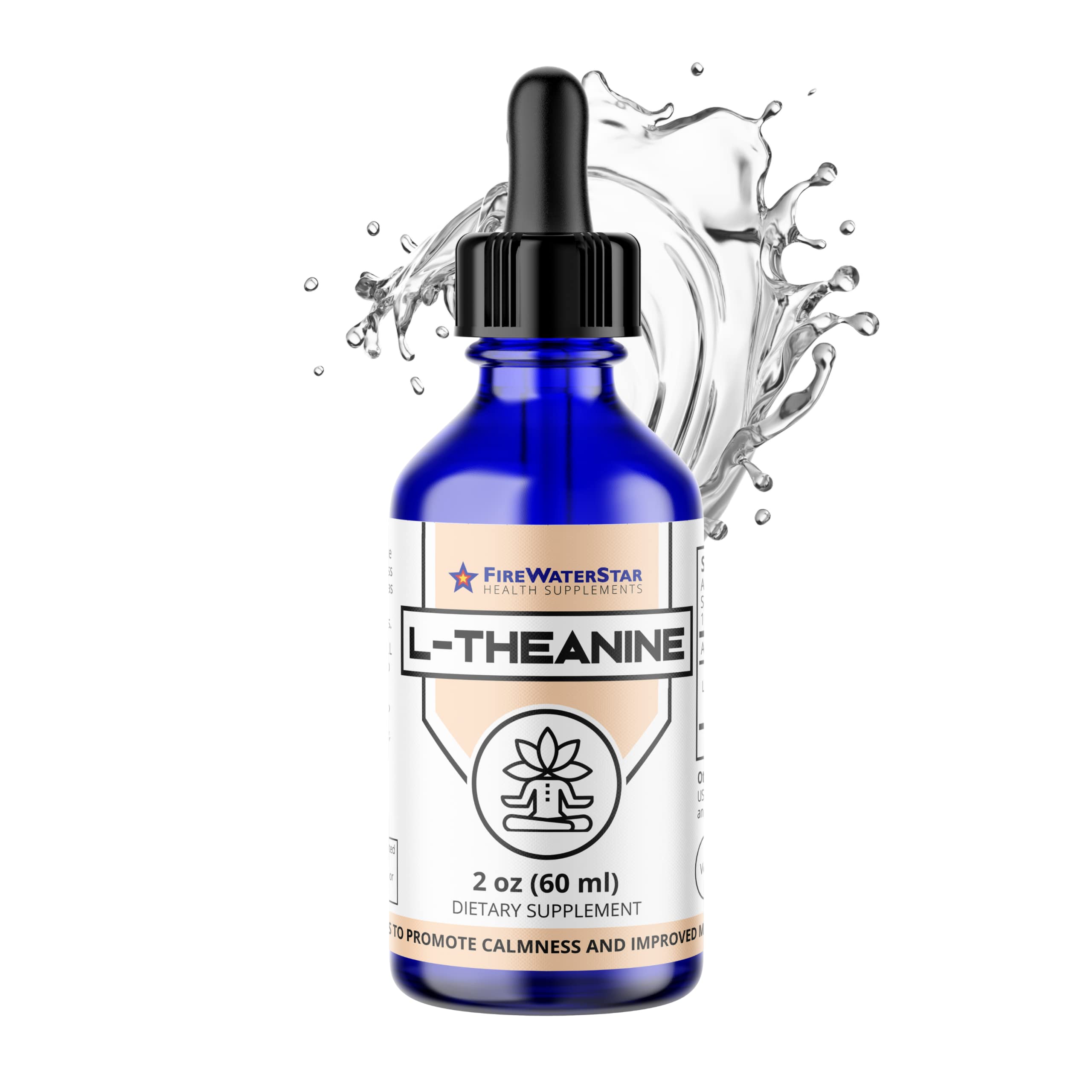 FIREWATERSTAR frasco frontal de L‑theanine muestra presentación clara y pureza