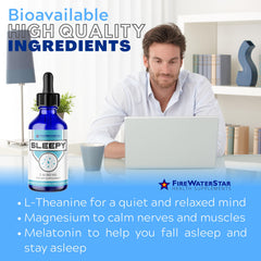 FIREWATERSTAR etiqueta de FWS Sleepy con lista de ingredientes clara