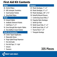 First Aid Only contenido extendido con piezas ordenadas para inventario
