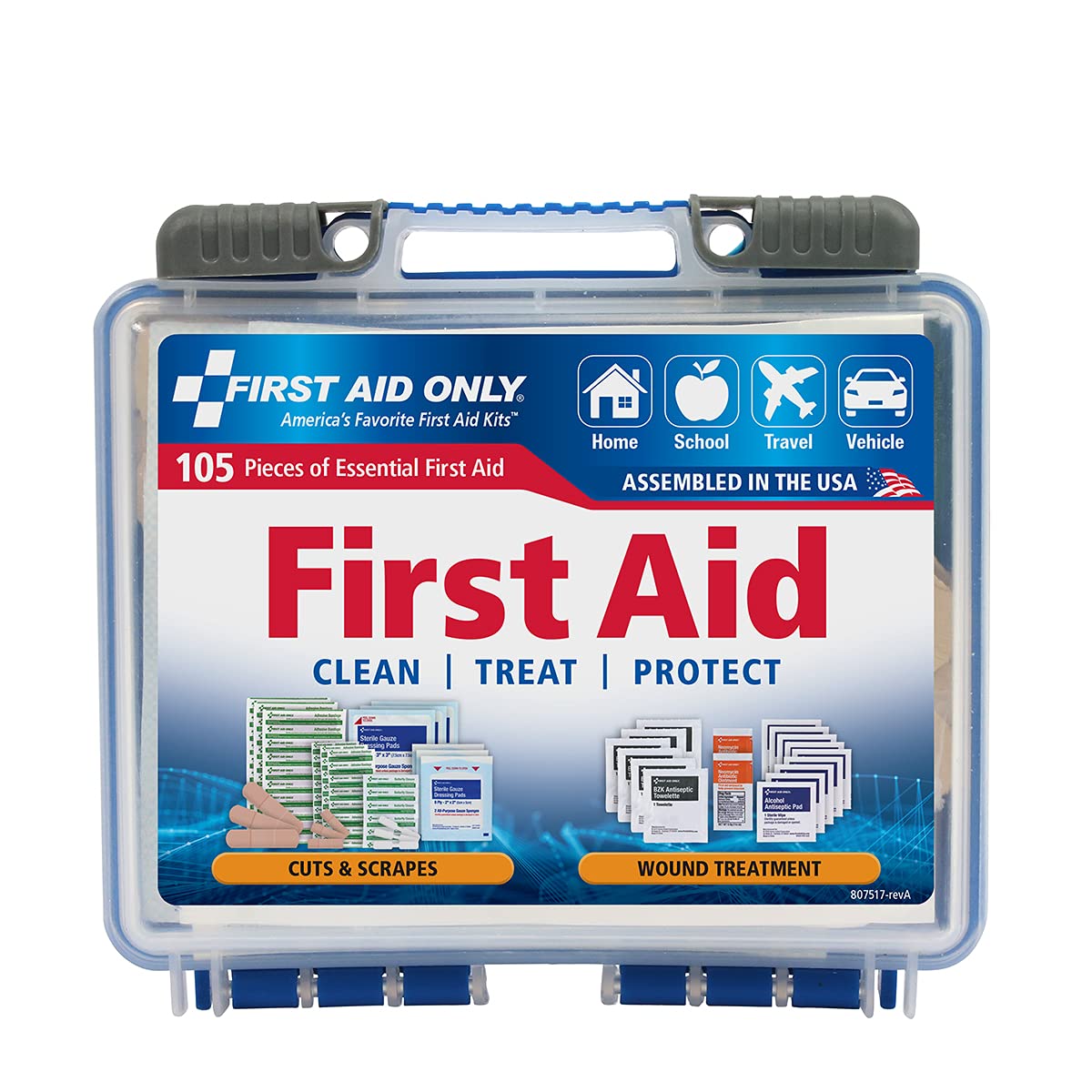 First Aid Only estuche frontal con tapa transparente facilita identificar suministros