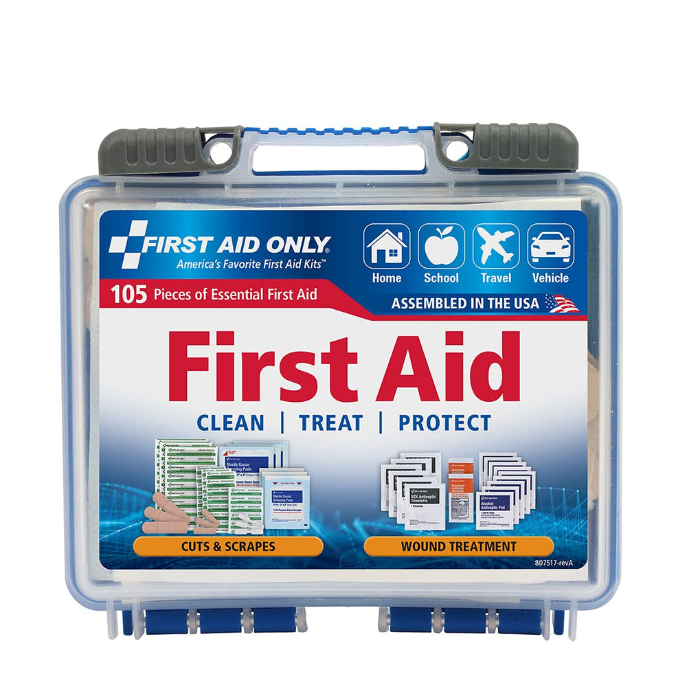 First Aid Only estuche frontal con tapa transparente facilita identificar suministros