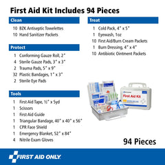 First Aid Only etiqueta con certificación ANSI y cumplimiento OSHA visible