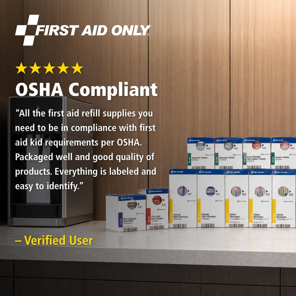 First Aid Only contenido disperso mostrando organización y control de stock
