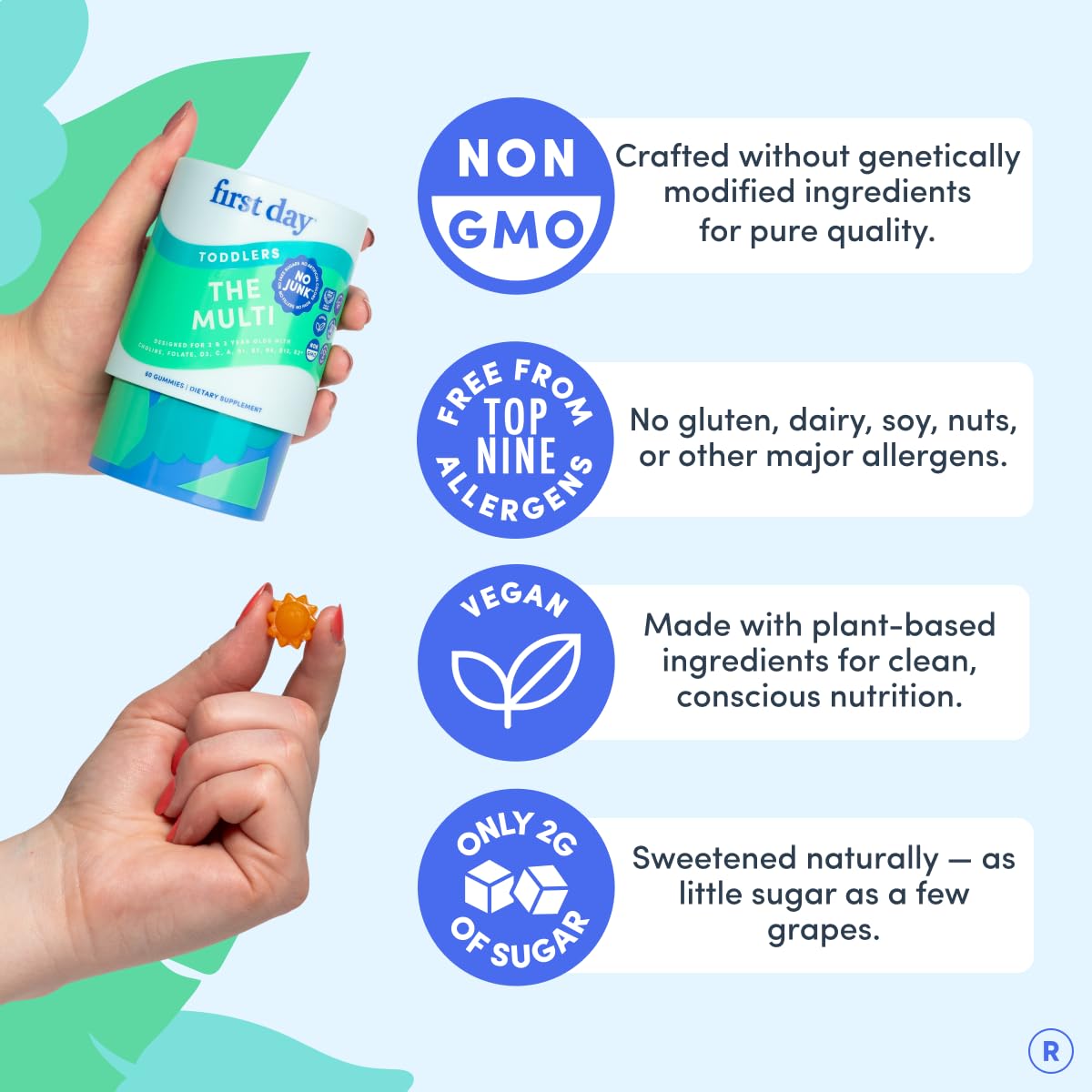 Sello Clean Label Purity Award en envase FIRST DAY, confianza en calidad