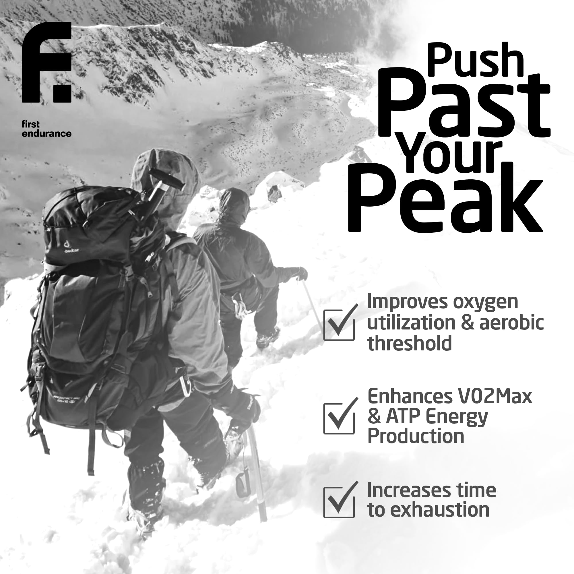 FIRST ENDURANCE OptygenHP etiqueta con ingredientes y beneficios para uso informado